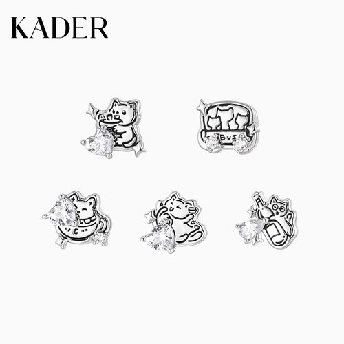 KADER开朵猫咪日记耳钉单只简约时尚小众设计感趣味耳饰生日礼物