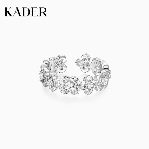 KADER开朵莲花纹戒指女戒简约单戒时尚原创小众设计感生日礼物