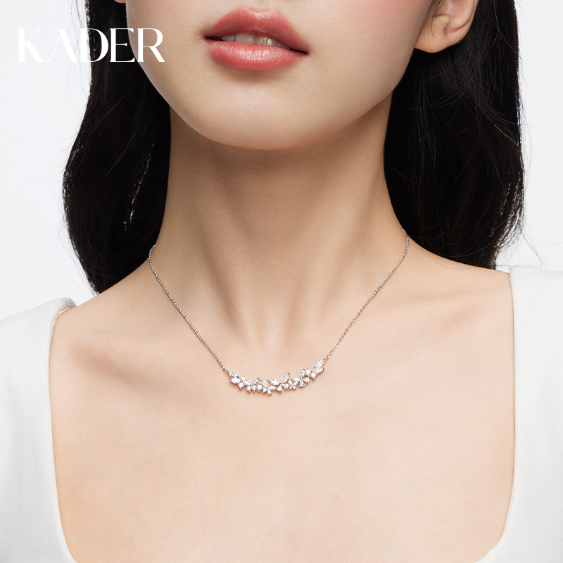 卡蒂罗闪闪蝶舞项链女纯银