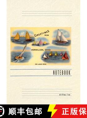 预订 Vintage Lined Notebook Greetings from Vermilion, Sailboats [9798385440658]