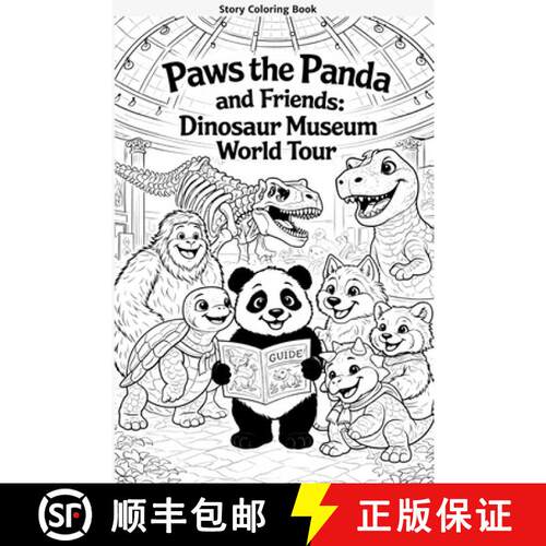 【3-4周达】Paws the Panda and Friends Dinosaur Museum World Tour Coloring Book [9798295611841]