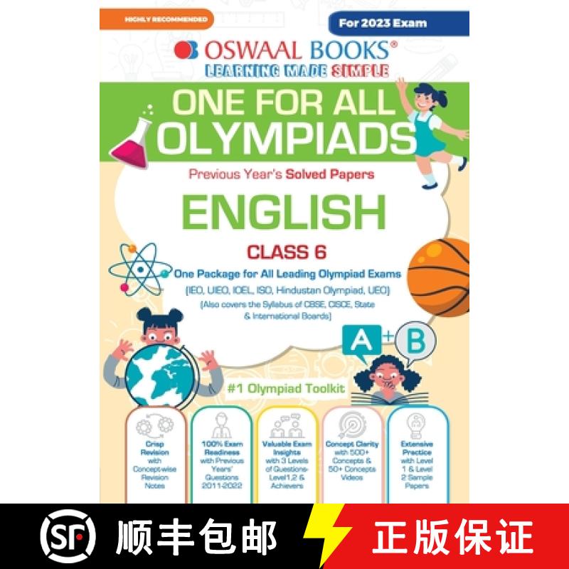 【4周达】Oswaal One For All Olympiad Previous Years' Solved Papers, Class-6 English Book (For 2023 Exam) [9789356345171]