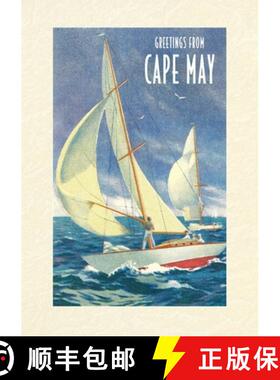 预订 Vintage Lined Notebook Greetings from Cape May, New Jersey, Sailboats [9798385433353]