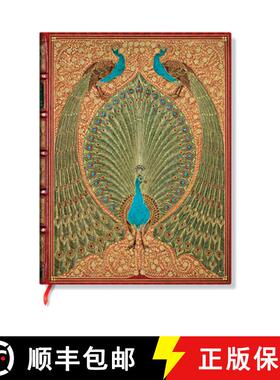 【3-4周达】Paperblanks Hafiz's Peacocks Sangorski & Sutcliffe Hardcover Journals MIDI Unlined Elastic... [9781439798904]