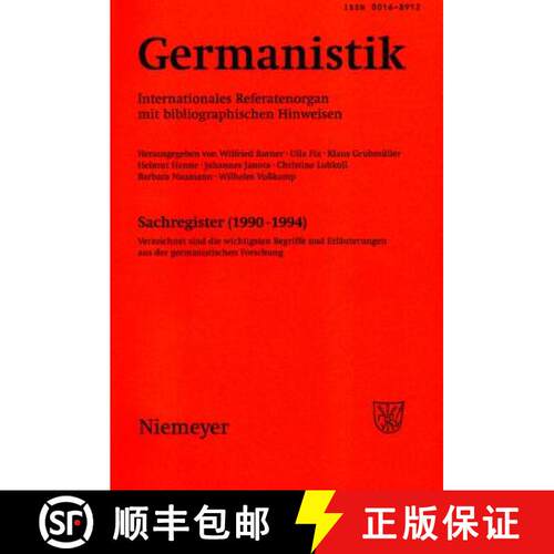 【3-4周达】精装 Germanistik, Sachregister (1990–1994) – Verzeichnet sind die wichtigsten Begriffe u... [9783484621015]