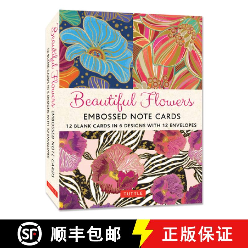 【3-4周达】Beautiful Flowers, 12 Embossed Note Cards: 12 Blank Cards in 6 Lovely Designs (2 Each) wit... [9780804856973]