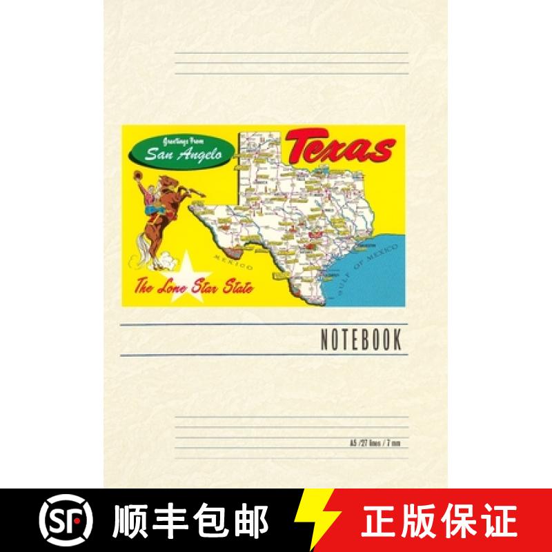 预订 Vintage Lined Notebook Greetings from San Angelo Texas [9798385449545]
