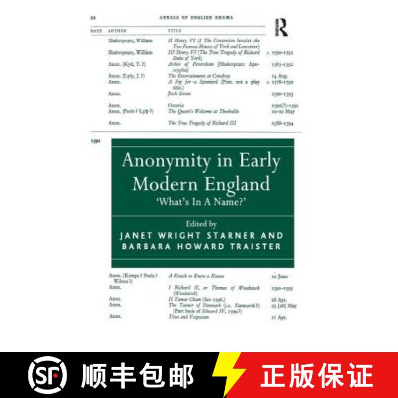【3-4周达】Anonymity in Early Modern England : 'What's In A Name?' [9781138275454]