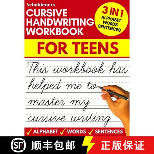 【3-4周达】Cursive handwriting workbook for teens: cursive writing practice workbook for teens, tween... [9781913357498]