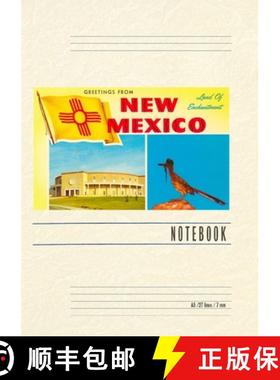 预订 Vintage Lined Notebook Greetings from New Mexico, Roadrunner and Roundhouse [9798385436460]