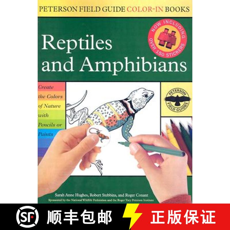 预订 Peterson Field Guide Color-In Books Reptiles and Amphibians with Sticker [9780618307371]