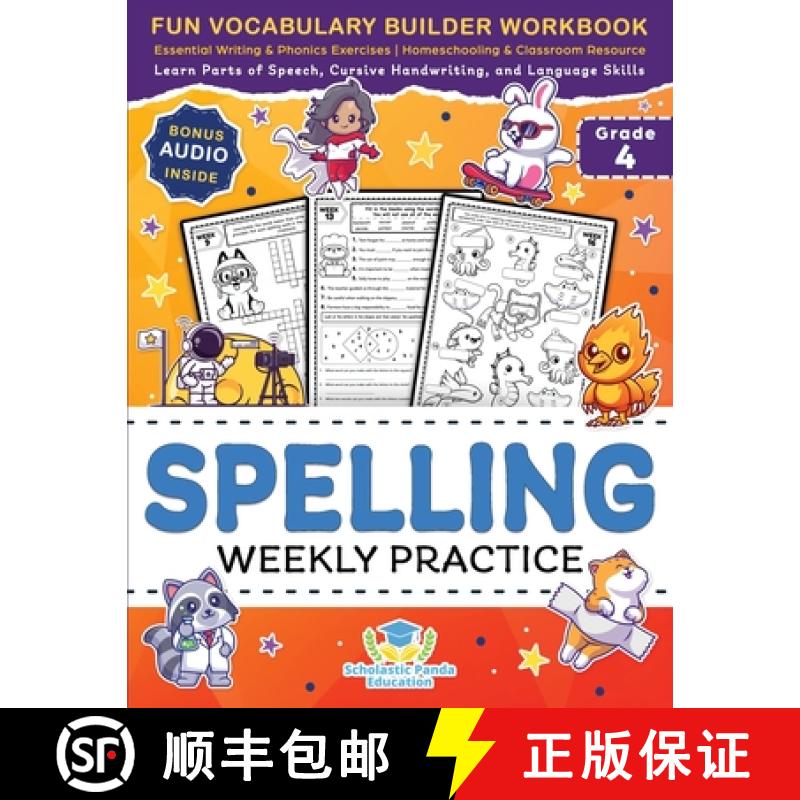 【3-4周达】Spelling Weekly Practice for 4th Grade: Fun Vocabulary Builder Workbook with Essential Wri... [9781953149466]
