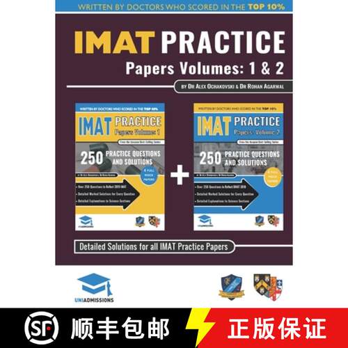 【3-4周达】IMAT Practice Papers Volumes One & Two: 8 Full Papers with Fully Worked Solutions for the ... [9781912557813]