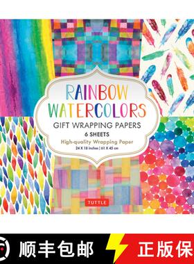 【3-4周达】Rainbow Watercolors Gift Wrapping Papers: 6 Sheets of High-Quality 24 X 18 Inch Wrapping P... [9780804851862]