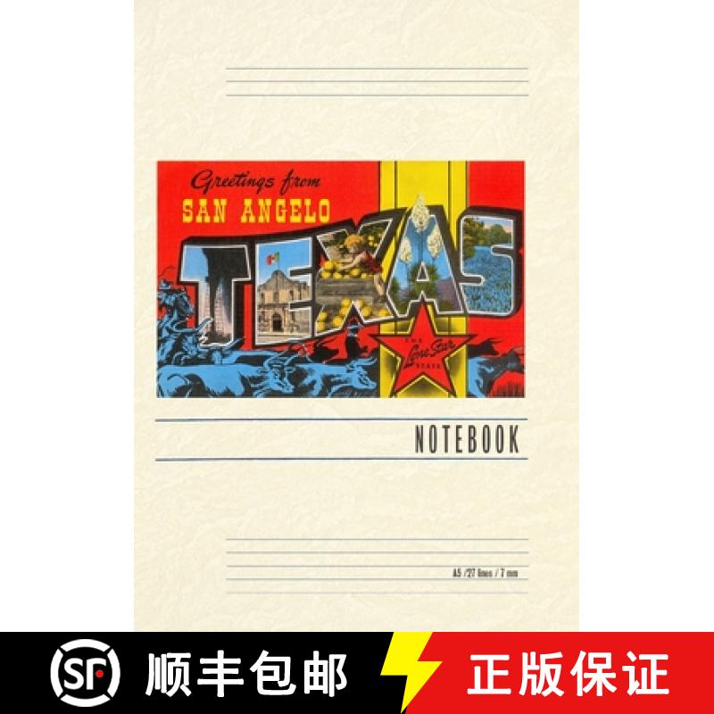 【3-4周达】Vintage Lined Notebook Greetings from San Angelo, Texas, the Lone Star State [9798385451173]