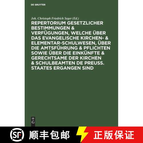 【3-4周达】精装 Repertorium Gesetzlicher Bestimmungen & Verfugungen, Welche Uber Das Evangelische Kir... [9783112406939]