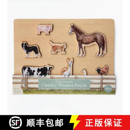 【3-4周达】精装 Farm Animals Chunky Wooden Puzzle: Wooden Puzzle for Toddlers 1-3 [9781963183948]