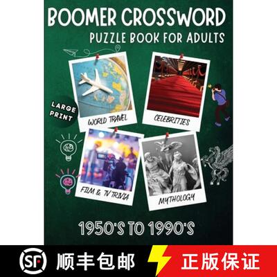 【3-4周达】Boomer crossword puzzle book for adults: LARGE PRINT, World Travel, Celebrities, Film & TV... [9781738246892]