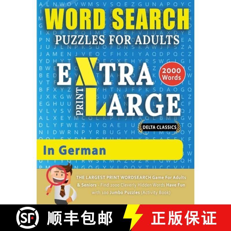 预订 WORD SEARCH PUZZLES EXTRA LARGE PRINT FOR ADULTS IN GERMAN - Delta Classics - The LARGEST PRINT ... [9782491792053]