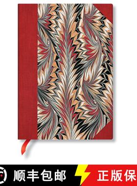 【3-4周达】Paperblanks Rubedo Cockerell Marbled Paper Hardcover MIDI Unlined Elastic Band Closure 144... [9781439793626]