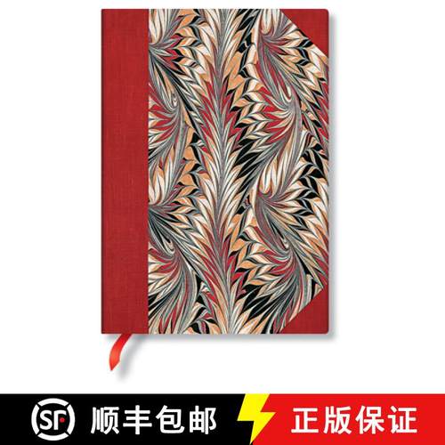 【3-4周达】Paperblanks Rubedo Cockerell Marbled Paper Hardcover MIDI Unlined Elastic Band Closure 144... [9781439793626]