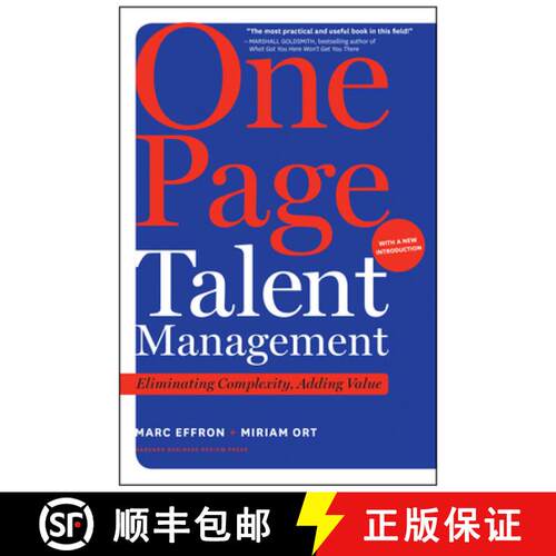 【3-4周达】精装 One Page Talent Management, with a New Introduction : Eliminating Complexity, Adding ... [9781633696402]
