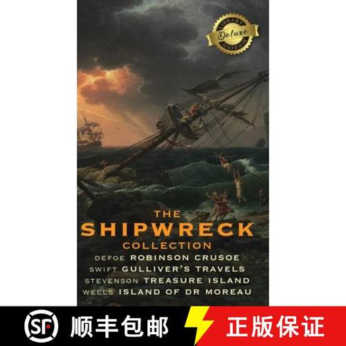 【3-4周达】The Shipwreck Collection (4 Books): Robinson Crusoe, Gulliver's Travels, Treasure Island, ... [9781774762301]