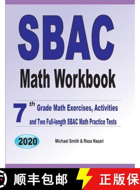 预订 SBAC Math Workbook: 7th Grade Math Exercises, Activities, and Two Full-Length SBAC Math Practice... [9781646126378]