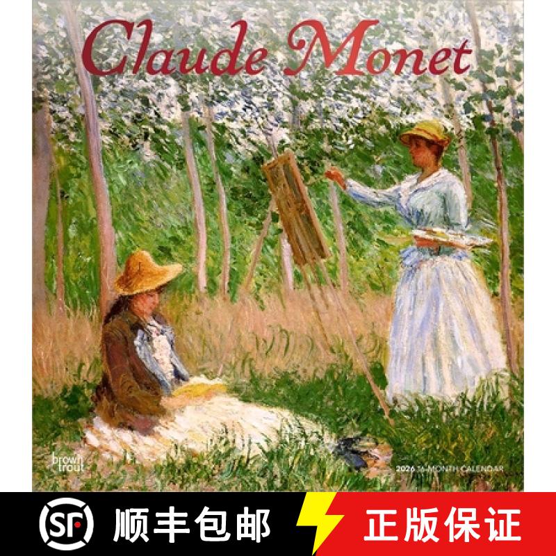【3-4周达】Claude Monet 2026 12 X 24 Inch (Hanging) Monthly Square Wall Calendar Foil Stamped Cover P... [9798330704668]