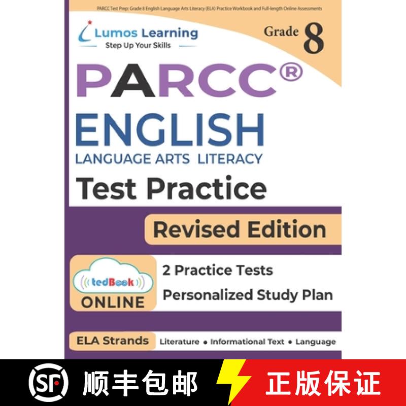 预订 PARCC Test Prep: Grade 8 English Language Arts Literacy (ELA) Practice Workbook and Full-length ... [9781946795274]