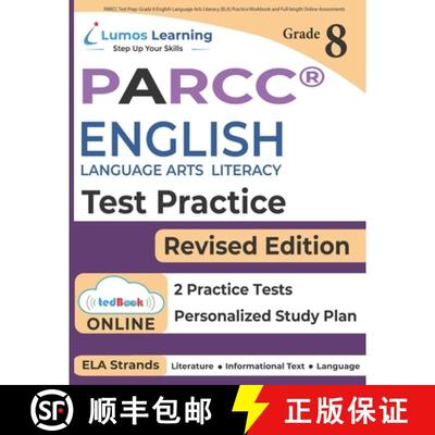 【3-4周达】PARCC Test Prep: Grade 8 English Language Arts Literacy (ELA) Practice Workbook and Full-l... [9781946795274]