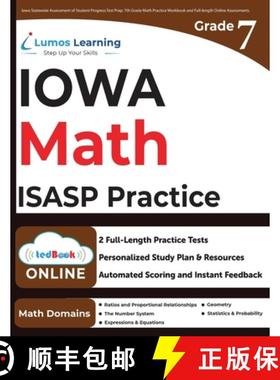预订 Iowa Statewide Assessment of Student Progress Test Prep: 7th Grade Math Practice Workbook and Fu... [9781966084044]
