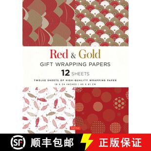 【3-4周达】Red and Gold Gift Wrapping Papers: 12 Sheets of High-Quality 18 x 24 inch Wrapping Paper [9780804851626]