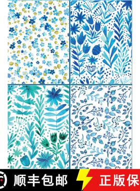 【3-4周达】Set of Four Magnetic Notepads: Blue Abstract: A Collection of Handy Notepads with Easy Mag... [9780754833208]