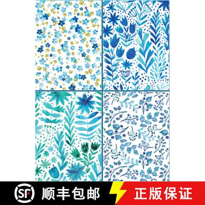 【3-4周达】Set of Four Magnetic Notepads: Blue Abstract: A Collection of Handy Notepads with Easy Mag... [9780754833208]