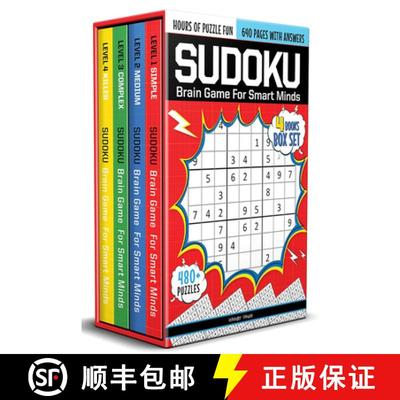 【3-4周达】Sudoku - Brain Booster Puzzles for Kids: Box Set of 4 Books (Levels 1-4) [9789354403927]