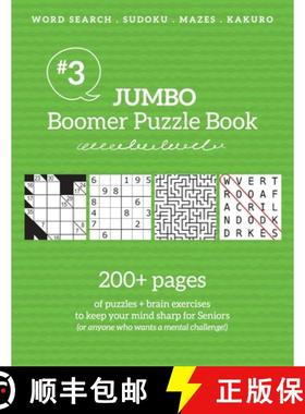 【3-4周达】Jumbo Boomer Puzzle Book #3: 200+ pages of puzzles & brain exercises to keep your mind... [9781988821696]