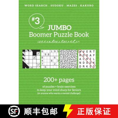 预订 Jumbo Boomer Puzzle Book #3: 200+ pages of puzzles & brain exercises to keep your mind sharp... [9781988821696]