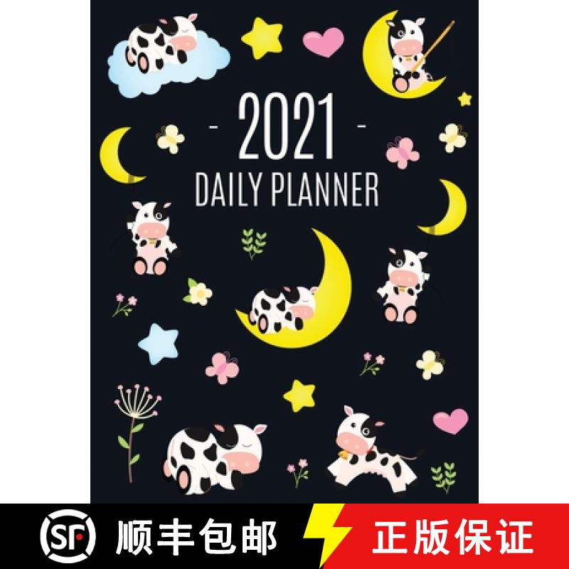 【3-4周达】Cow Planner 2021: Cute 2021 Daily Organizer: January - December (with Monthly Spread) - Fo... [9781970177411]