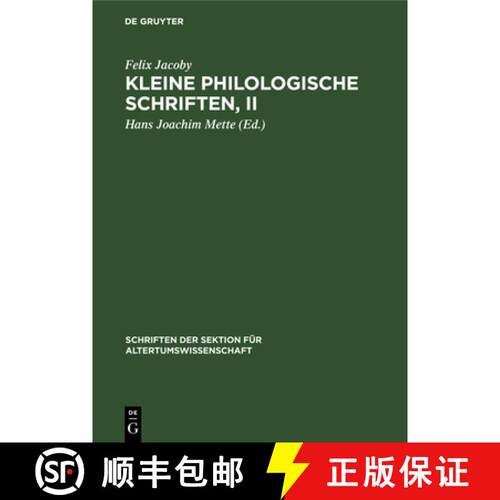 【3-4周达】精装 Kleine Philologische Schriften, II [9783112482094]