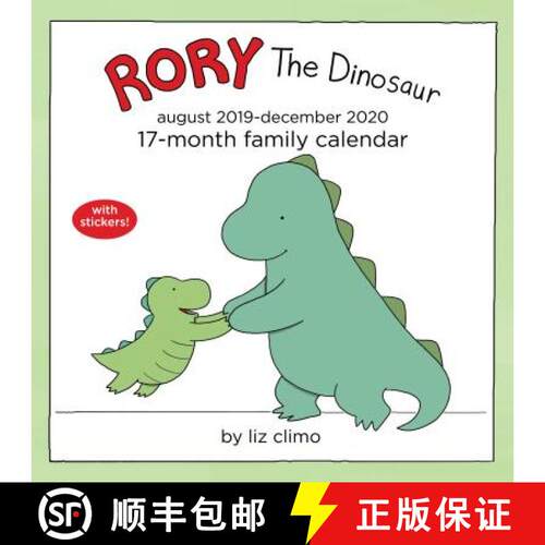 【3-4周达】Rory the Dinosaur 17-Month 2019-2020 Family Wall Calendar [9781449498184]