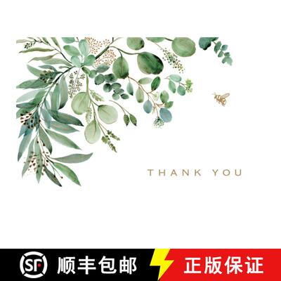 【3-4周达】Eucalyptus Thank You Note Cards (14 Cards, 15 Self-Sealing Envelopes) [9781441341921]