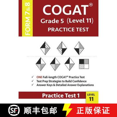 预订 COGAT Grade 5 Level 11 Practice Test Form 7 And 8: CogAT Test Prep Grade 5: Cognitive Abilities ... [9781948255530]