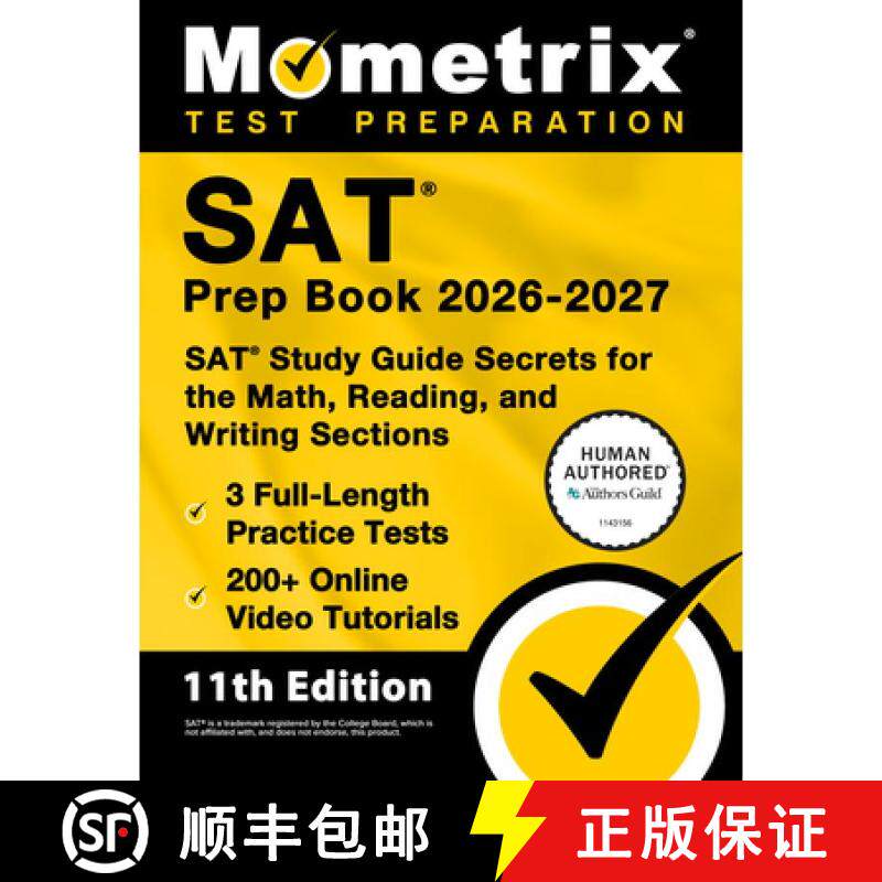 【3-4周达】SAT Prep Book 2026-2027 - 3 Full-Length Practice Tests, 200+ Online Video Tutorials, SAT S... [9781516731022]