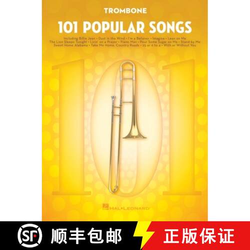 【3-4周达】101 Popular Songs Trombone Sheet Music Songbook Classic Pop Rock Hits for Beginners Interm... [9781495090295]