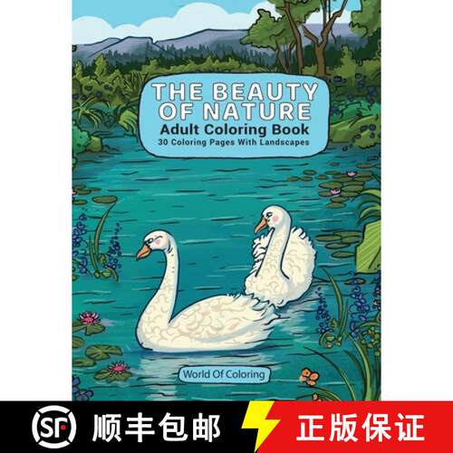 【3-4周达】Adult Coloring Book: The Beauty Of Nature, 30 Coloring Pages With Landscapes [9788396075208]