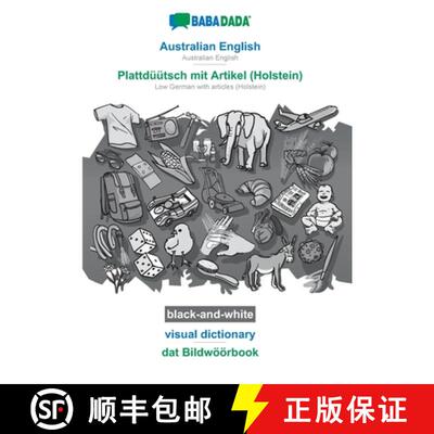 【3-4周达】BABADADA black-and-white, Australian English - Plattduutsch mit Artikel (Holstein), visual... [9783752256659]
