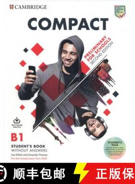 剑桥PET考试 学生包（学生书不带答案带网上练习，练习册不带答案带音频） Compact Preliminary for Schools ... [9781108349093]