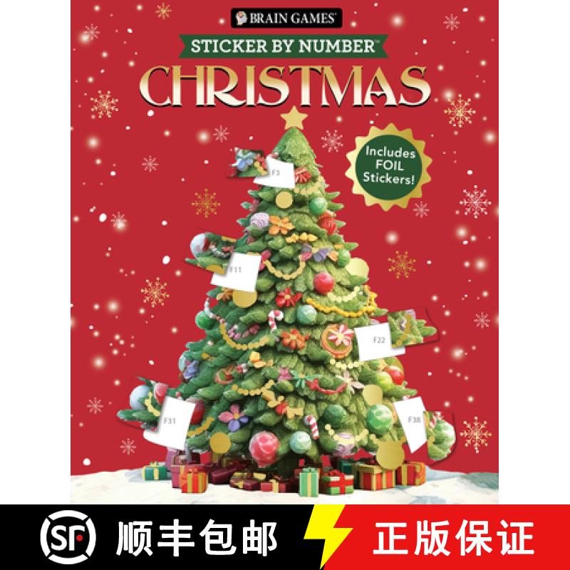 预订 Brain Games - Sticker by Number: Christmas (24 Images to Sticker - Watercolor Tree Cover): Inclu... [9781639389162]
