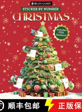 预订 Brain Games - Sticker by Number: Christmas (24 Images to Sticker - Watercolor Tree Cover): Inclu... [9781639389162]